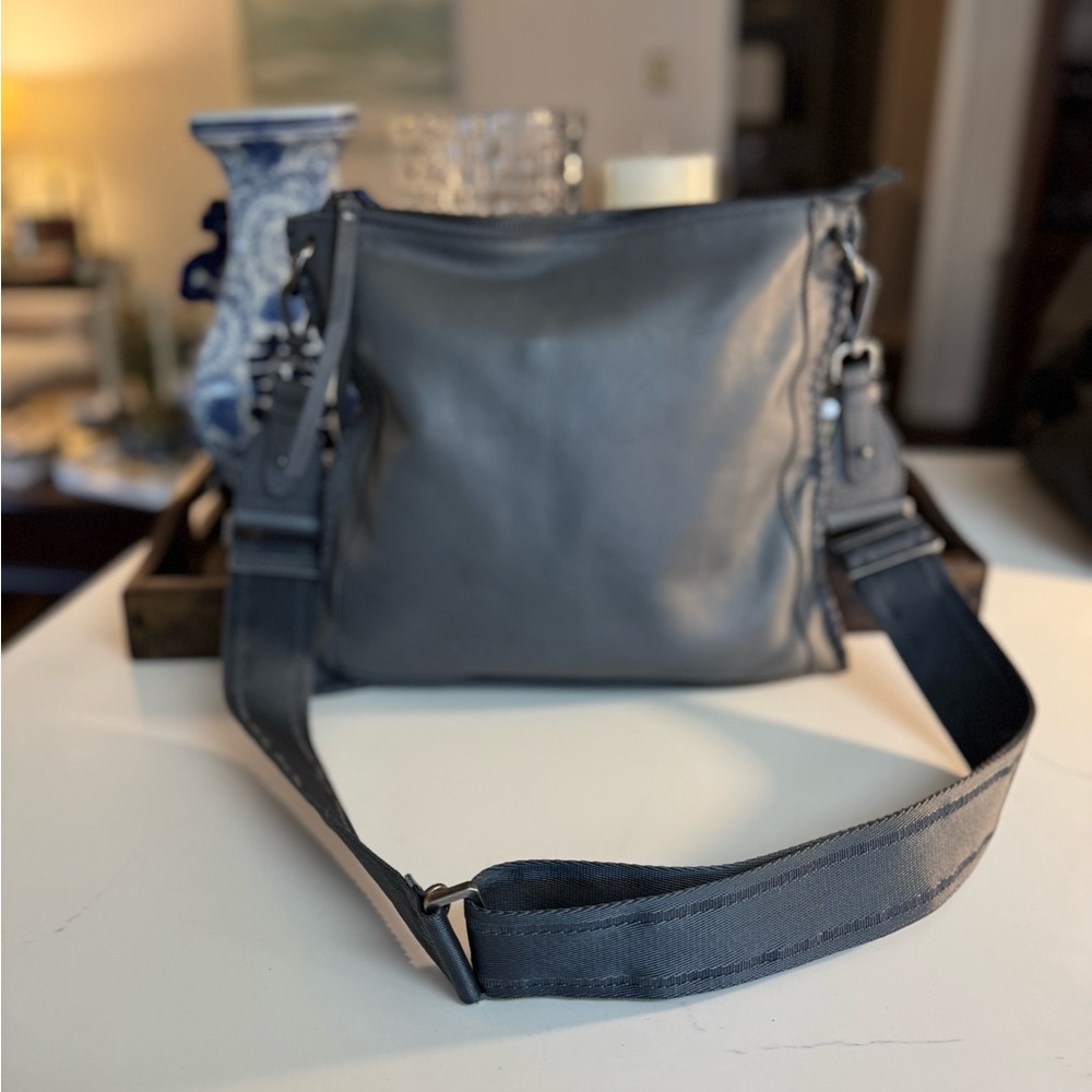 Leather Crossbody Bag in Navy - Women Bags